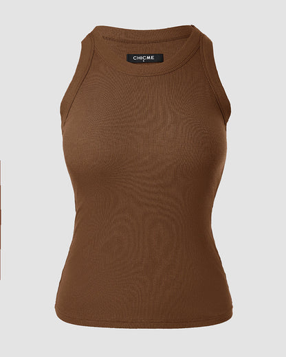 ChicMe Built-in Bra Ribbed Round Neck Tank Top
