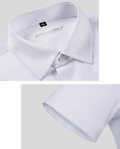 Lion Nardo Stretch Dress Shirts for Men Short Sleeve Slim Fit Casual Button Down Shirts Muscle Fit Men's Dress Shirts