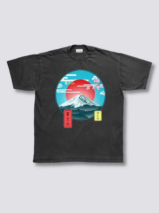 Front Print - Mount Fuji Vintage T-Shirt