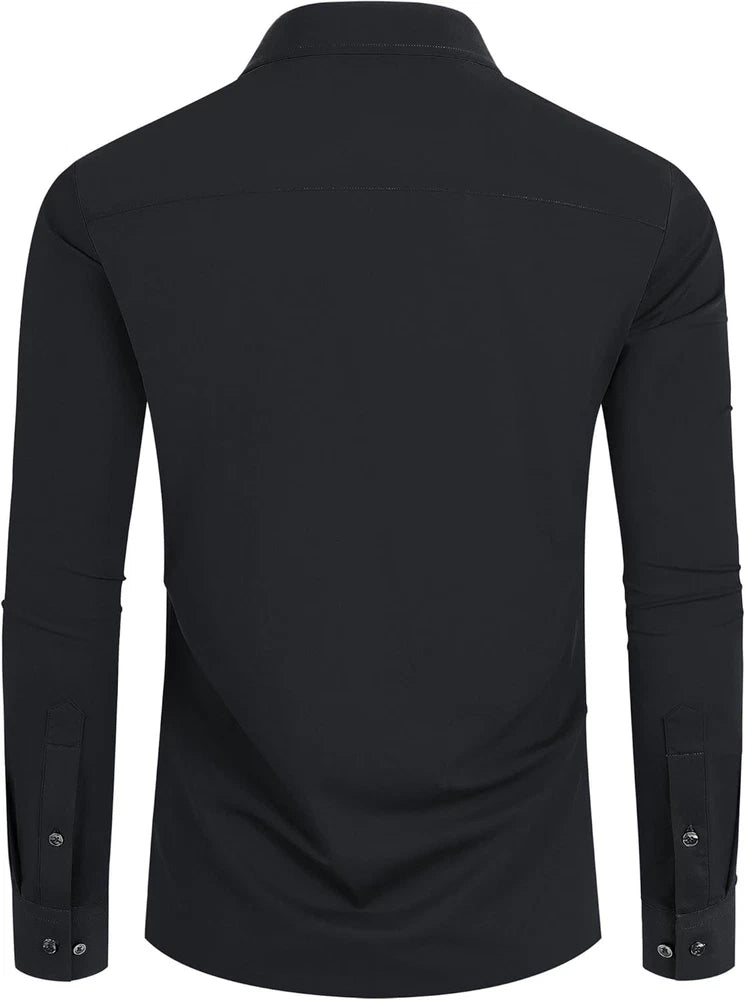 Stretch Mens Dress Shirts Long Sleeve Slim Fit Dress Shirts for Men Muscle Fit