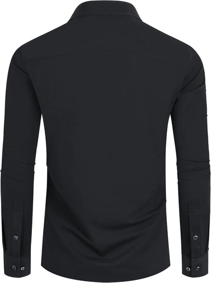 Stretch Mens Dress Shirts Long Sleeve Slim Fit Dress Shirts for Men Muscle Fit