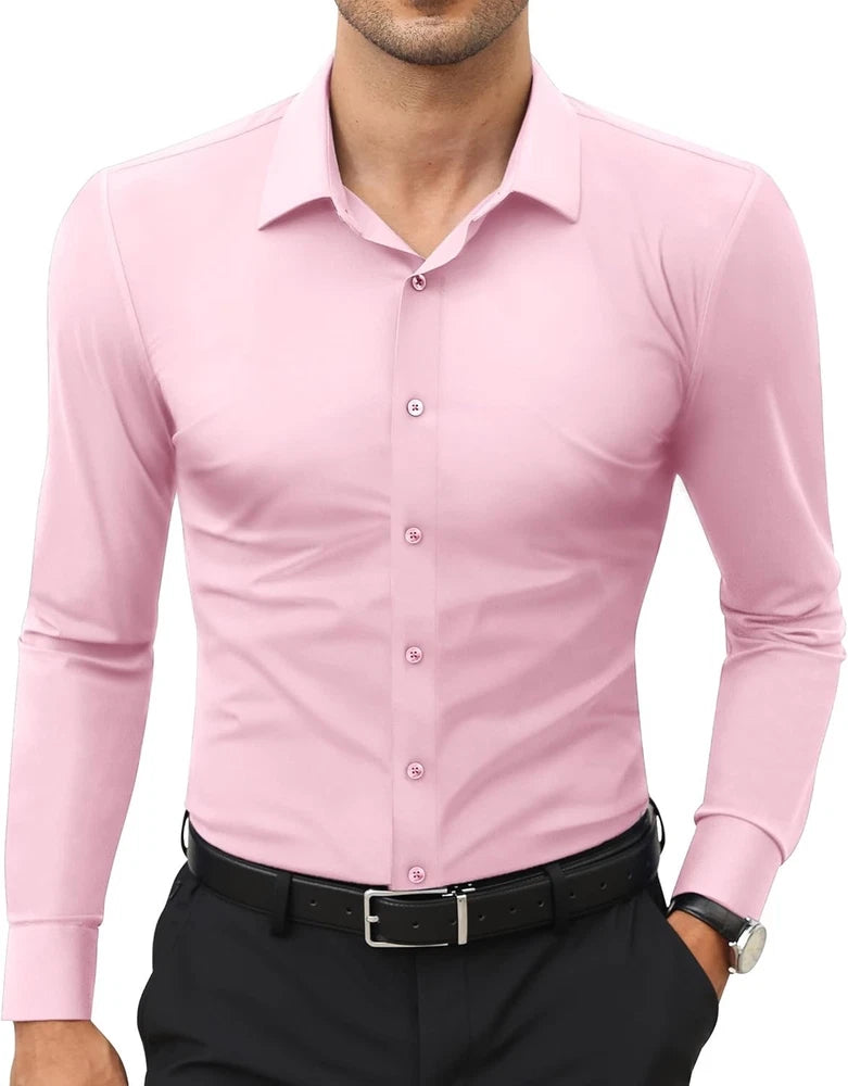 Stretch Mens Dress Shirts Long Sleeve Slim Fit Dress Shirts for Men Muscle Fit