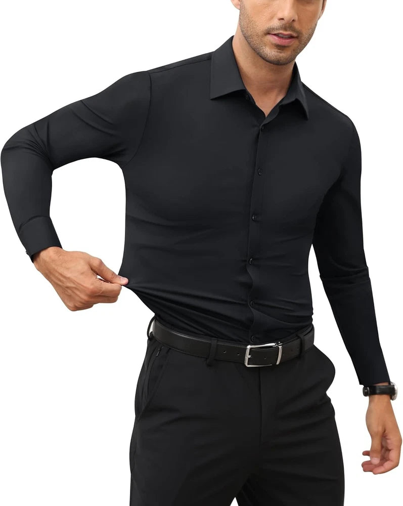 Stretch Mens Dress Shirts Long Sleeve Slim Fit Dress Shirts for Men Muscle Fit