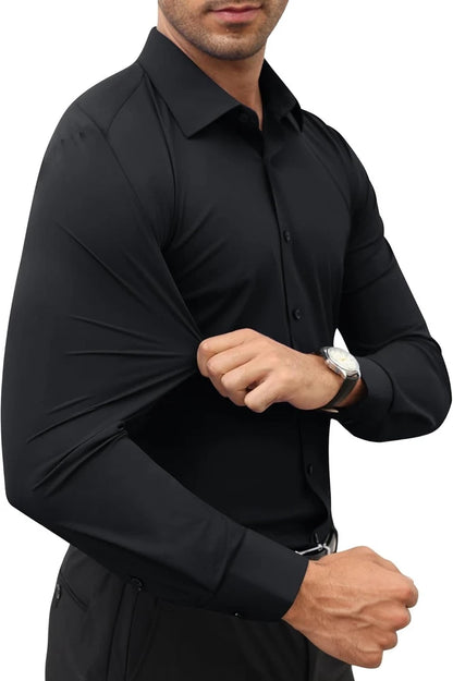 Stretch Mens Dress Shirts Long Sleeve Slim Fit Dress Shirts for Men Muscle Fit