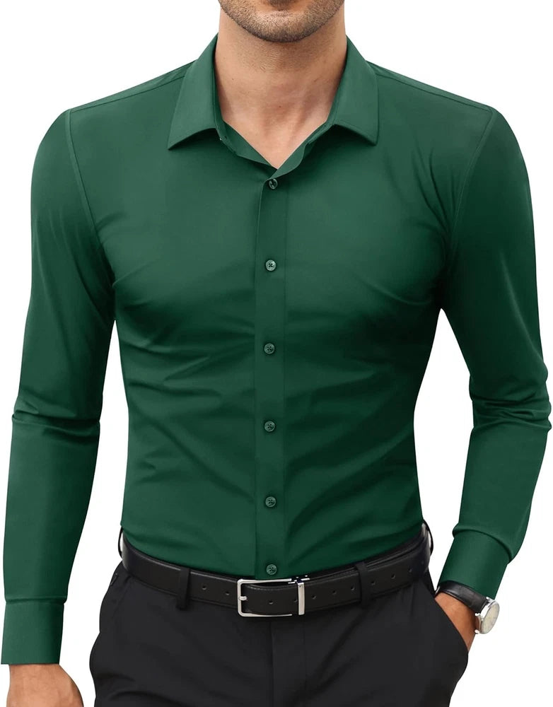 Stretch Mens Dress Shirts Long Sleeve Slim Fit Dress Shirts for Men Muscle Fit
