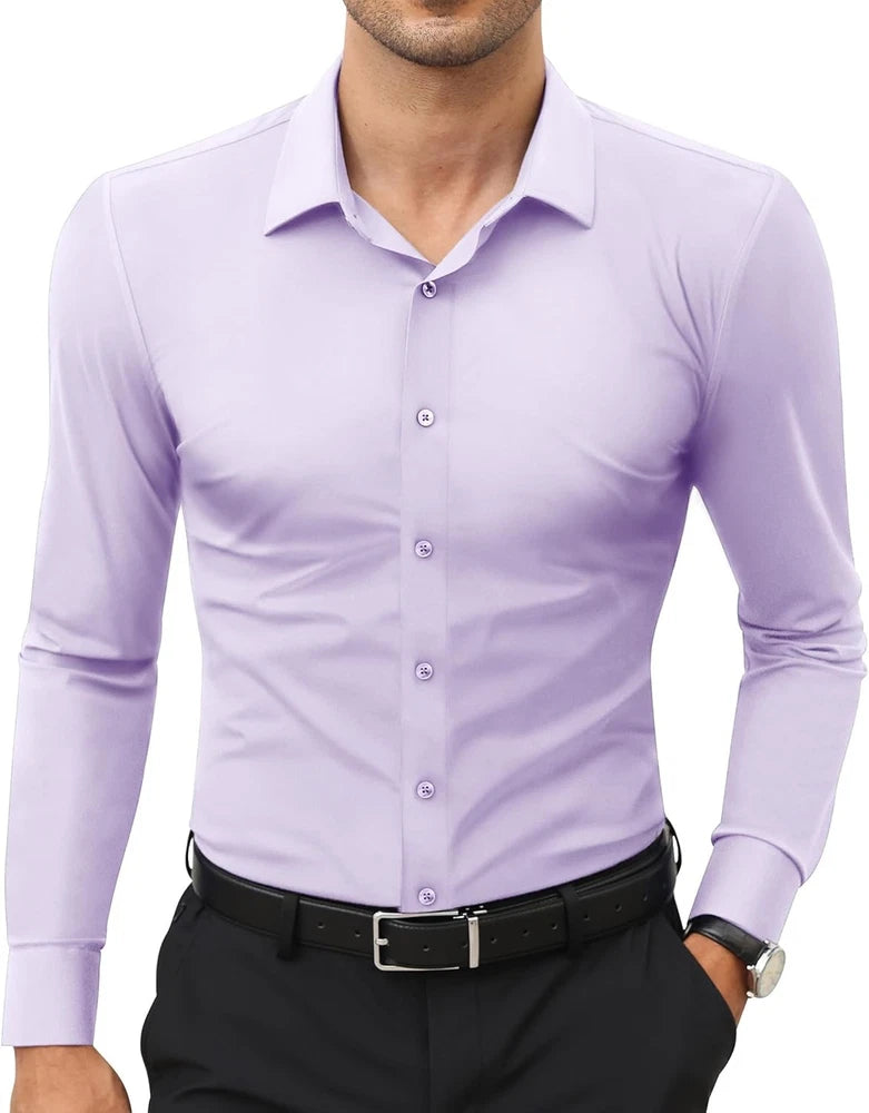 Stretch Mens Dress Shirts Long Sleeve Slim Fit Dress Shirts for Men Muscle Fit